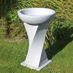 Helix Contemporary Granite Resin Garden Birdbath