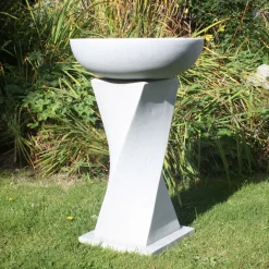 Helix Contemporary Granite Resin Garden Birdbath