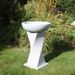 Helix Contemporary Granite Resin Garden Birdbath