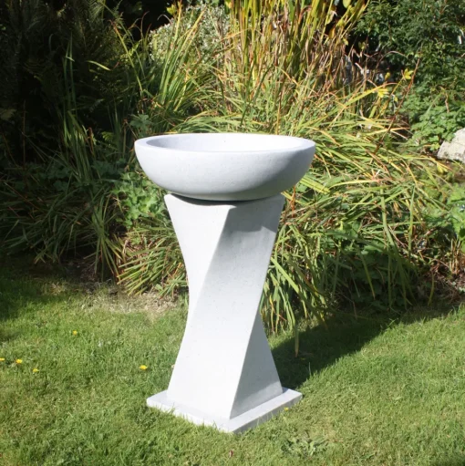 Helix Contemporary Granite Resin Garden Birdbath