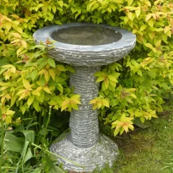 Highland Black Marble Stone Garden Birdbath