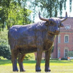 Highland Cow Bronze Metal Garden Statue