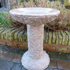 Highland Natural Granite Pink Stone Garden Bird Bath