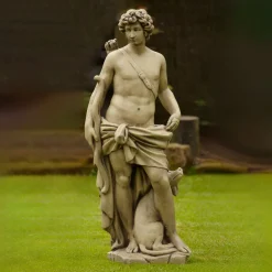 Hunter & Dog Stone Stone Garden Statue