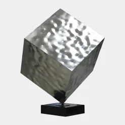 Hyper Cube 75cm Silver Metal Indoor Sculpture