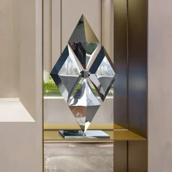 Hyper Prism 103cm Silver Geometric Metal Indoor Sculpture