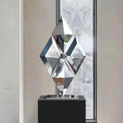 Hyper Prism 103cm Silver Geometric Metal Indoor Sculpture