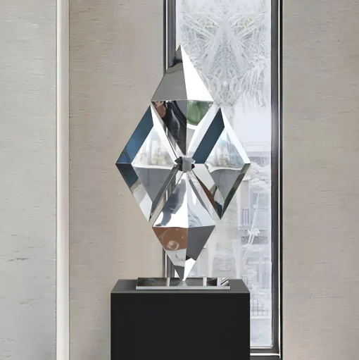 Hyper Prism 103cm Silver Geometric Metal Indoor Sculpture