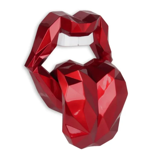 Iconic Lips 42cm Red Resin Wall Sculpture