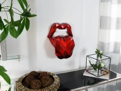 Iconic Lips 42cm Red Resin Wall Sculpture