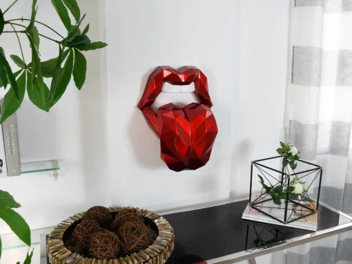 Iconic Lips 42cm Red Resin Wall Sculpture