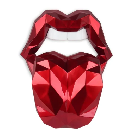 Iconic Lips 42cm Red Resin Wall Sculpture
