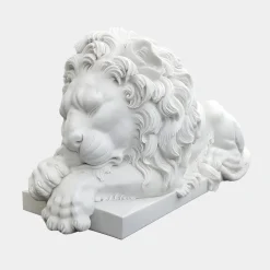 Imperial Lion 100cm White Marble Garden Statue