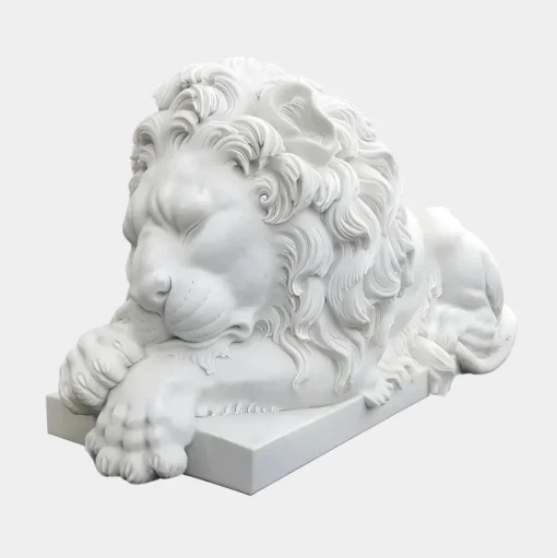 Imperial Lion 100cm White Marble Garden Statue