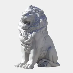 Imperial Lion 150cm White Marble Garden Statue