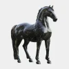 Imperial Stallion 220cm Black Marble Garden Statue