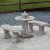 Japanese Stone Benches & Table Patio Garden Furniture Set