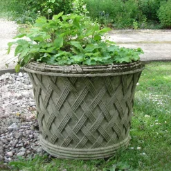 Jardinier Basket Weave 45cm Stone Garden Planter