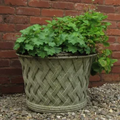 Jardinier Basket Weave 40cm Stone Garden Planter
