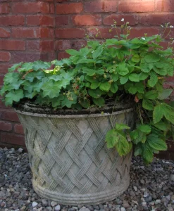 Jardinier Basket Weave 40cm Stone Garden Planter