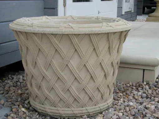 Jardinier Basket Weave 40cm Stone Garden Planter