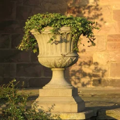 Kensington Urn Stone Garden Planter on Plinth