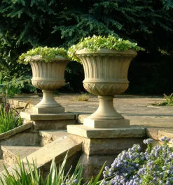 Kensington Urn Stone Garden Planter on Plinth