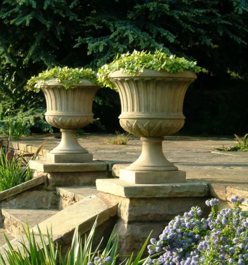 Kensington Urn Stone Garden Planter on Plinth