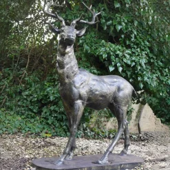 Large Deer Right Facing Stag Bronze Metal Garden Statue