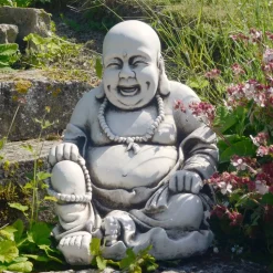 Laughing Buddha Antique Stone Garden Statue