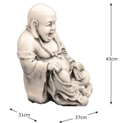 Laughing Buddha Antique Stone Garden Statue