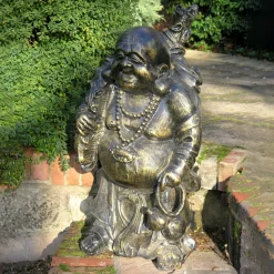 Laughing Buddha Bronze Metal Garden Statue