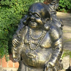Laughing Buddha Bronze Metal Garden Statue