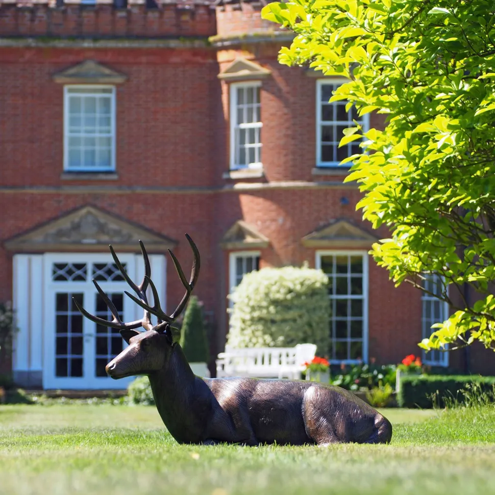 Laying Deer Stag Bronze Metal Garden Statue