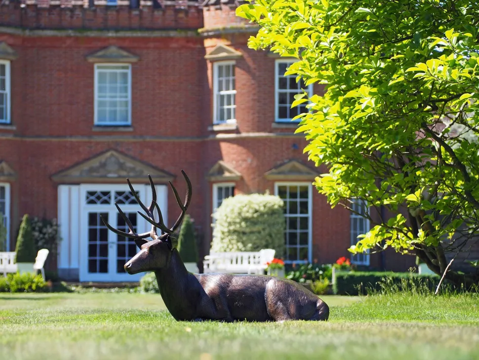 Laying Deer Stag Bronze Metal Garden Statue