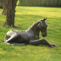Laying Foal Bronze Metal Garden Statue