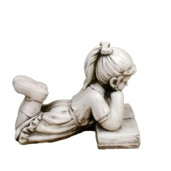 Laying Reading Girl 34cm Stone Resin Garden Statue