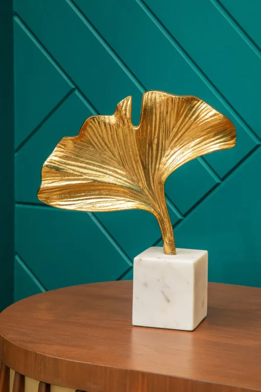 Leaf of Light 30cm Gold Metal Indoor Sculpture