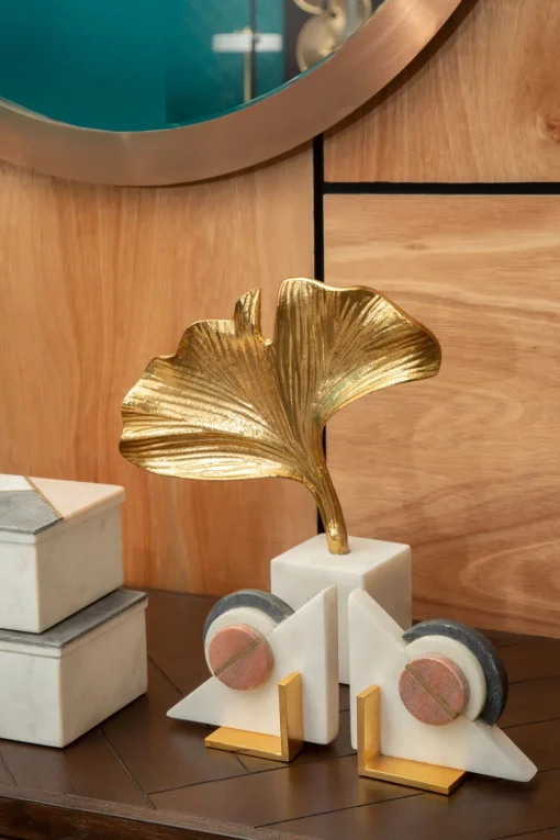 Leaf of Light 30cm Gold Metal Indoor Sculpture