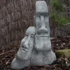 Leaning Easter Island Heads Stone Garden Ornament