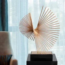 Linear Motion 64cm Gold Metal Indoor Sculpture
