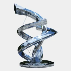 Liquid Helix 168cm Silver Metal Garden Sculpture