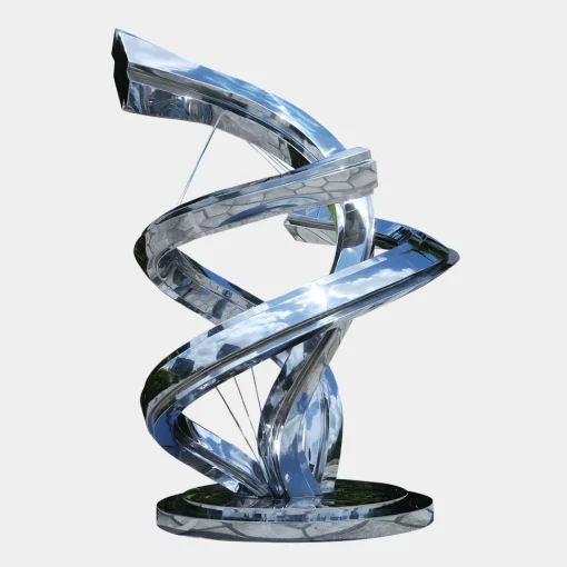 Liquid Helix 168cm Silver Metal Garden Sculpture