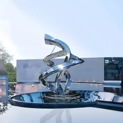 Liquid Helix 168cm Silver Metal Garden Sculpture
