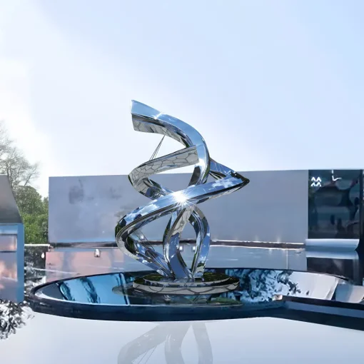 Liquid Helix 168cm Silver Metal Garden Sculpture