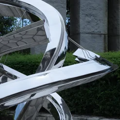 Liquid Helix 168cm Silver Metal Garden Sculpture