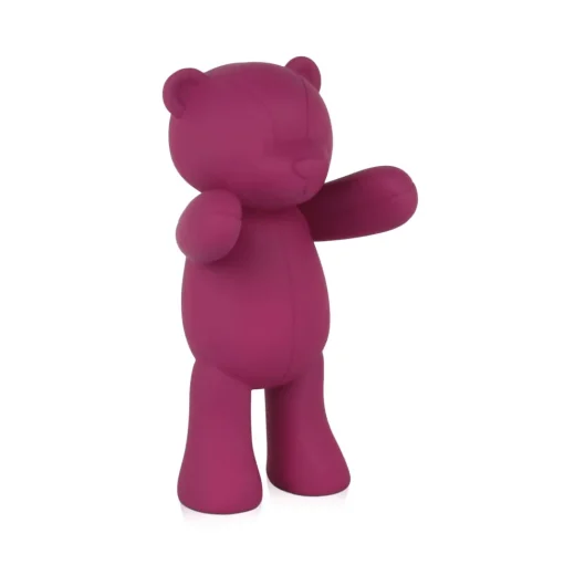 Love Bear 29cm Fuchsia Resin Indoor Sculpture