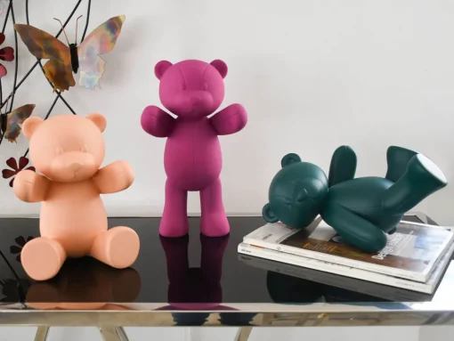 Love Bear 29cm Fuchsia Resin Indoor Sculpture