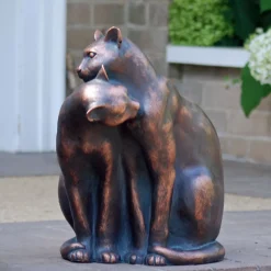 Love Cats Bronze Resin Garden Ornament