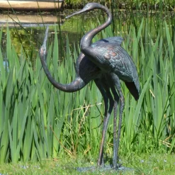 Love Cranes Aged Bronze Garden Ornament
